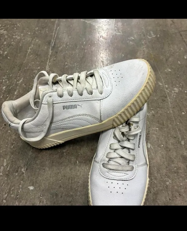 PUMA Women’s Low Top Lace Up Solid White Athletic Casual Sneakers - Image 4