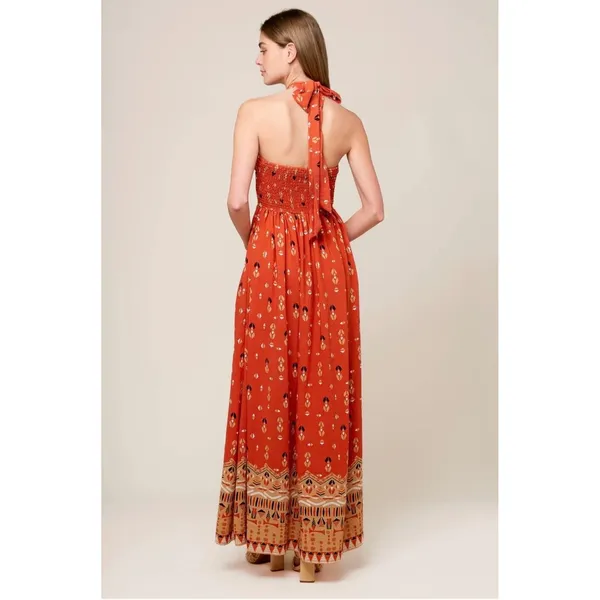 Anthro Flying Tomato Sidewalk Cafe Terracotta Woven Maxi Dress Halter Cutout S‎ - Image 8