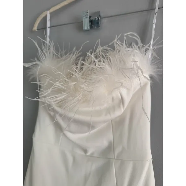 NWT Lulus White Strapless Feather Lined Maxi Dress Size XS - Image 4