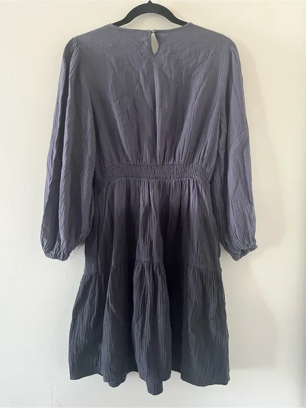 Universal Threads NWT Blue Ombre 100% Cotton Gauze Peasant Mini Dress Small Coastal Beachy - Image 6