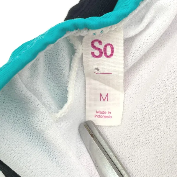 SO One Piece Swimsuit Womens Medium Colorblock‎ Stretch Sporty Minimal Beach - Image 7
