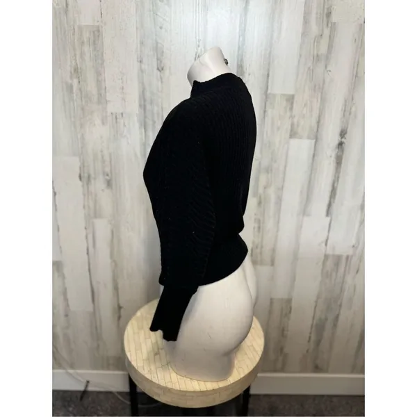 Windsor Black Textured Long Sleeve Top Size M Boat Neck Stretchy - Image 2