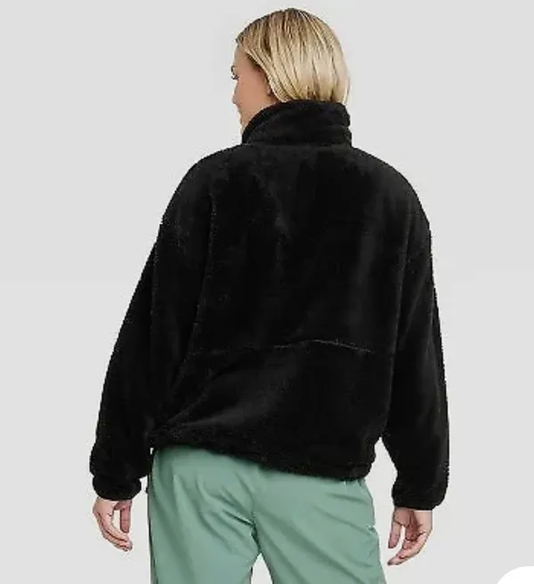 All In Motion Women's High Pile Fleece 1/2 Zip Pull Over - Black - Image 4