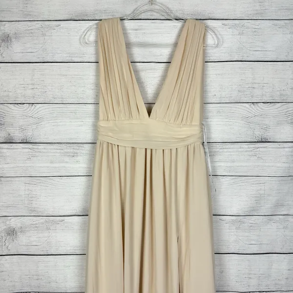 Lulus Heavenly Hues Cream Maxi Chiffon Dress Sz Medium Wedding‎ Bridesmaid Gala - Image 4