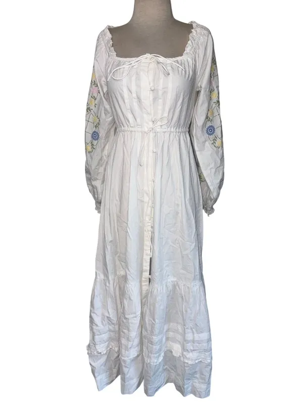 Damson Madder Junia Midi Dress in Embroidered 6 New Floral Cotton - Image 4