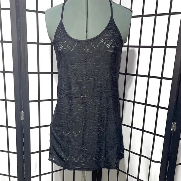 PINK Victoria's Secret Black Mesh Tribal Racerback Camisole Size XS - Image 2