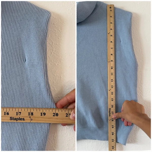 Maeve Anthropologie Sleeveless Turtleneck Sweater Vest Blue Ribbed Knit Size S - Image 8