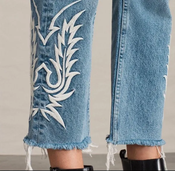 All Saints Mazzy Embroidered Blue Jeans W29 - Image 3