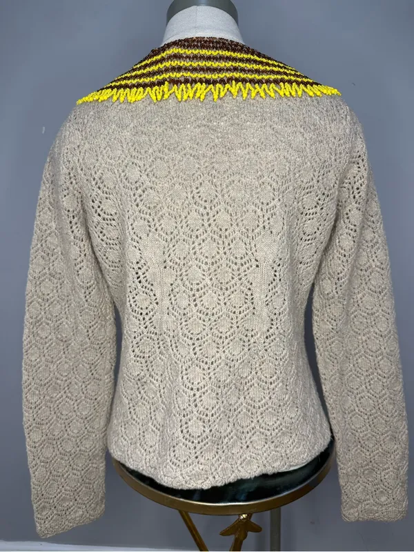 Anthropologie brand SPARROW 100% Lambswool Beaded Collar Cardigan Sweater - Image 5