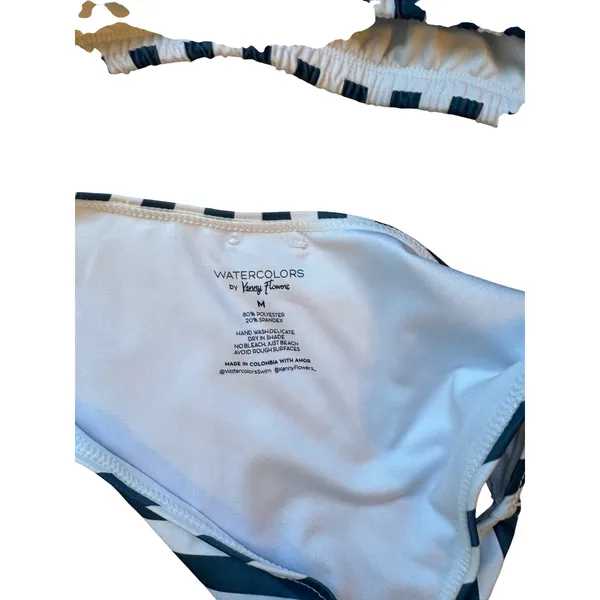 Kenny Flowers Navy Blue White Striped Bikini Set Size Medium‎ - Image 5