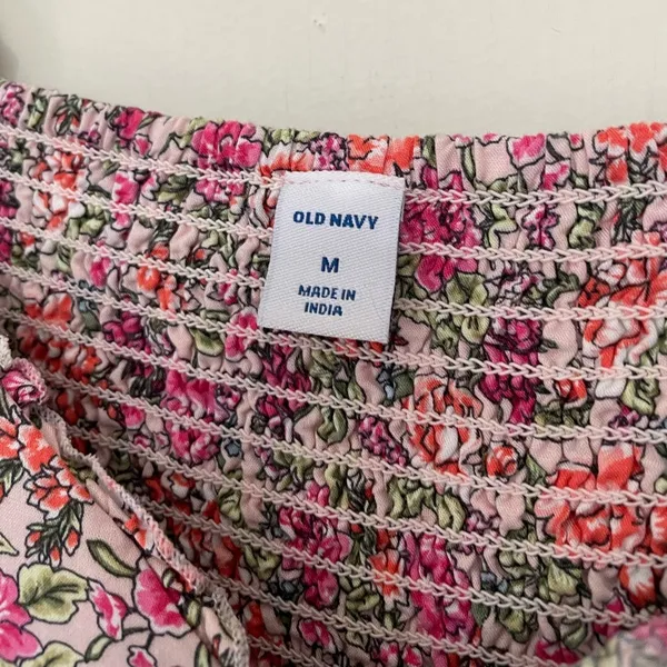 Old Navy Short Sleeve Fit & Flare Dress Sweetheart Neck Pink Ditzy Floral ~ Sz M - Image 7