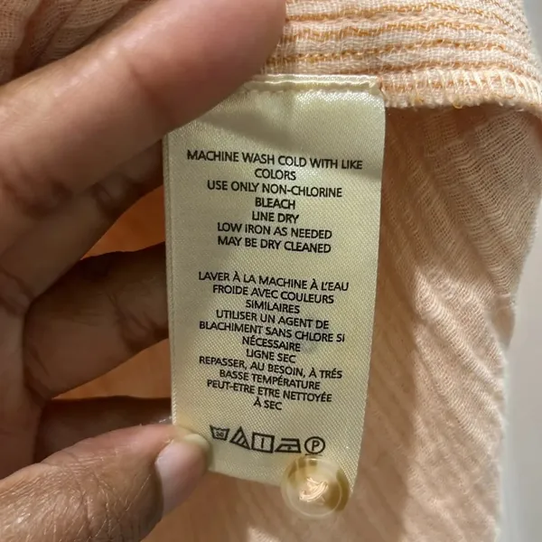 Anthropologie V-Neck Popover Cotton Long Sleeve Shirt in Orange Sz S - Image 9