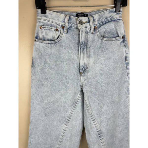 Abercrombie & Fitch Ultra High Rise Crop Wide Leg Jeans Women’s 0R/25 Frayed Hem - Image 3