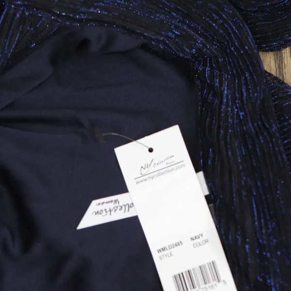 NWT Ny Collection Womens Plus Size Mesh Dress with Long Sleeves Navy Blue 1X - Image 4