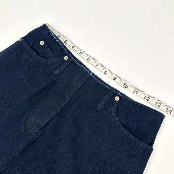 London Jean Skirt Womens 4 Dark Blue Denim Y2K 90s Low/No Waist Double Slit VTG - Image 5