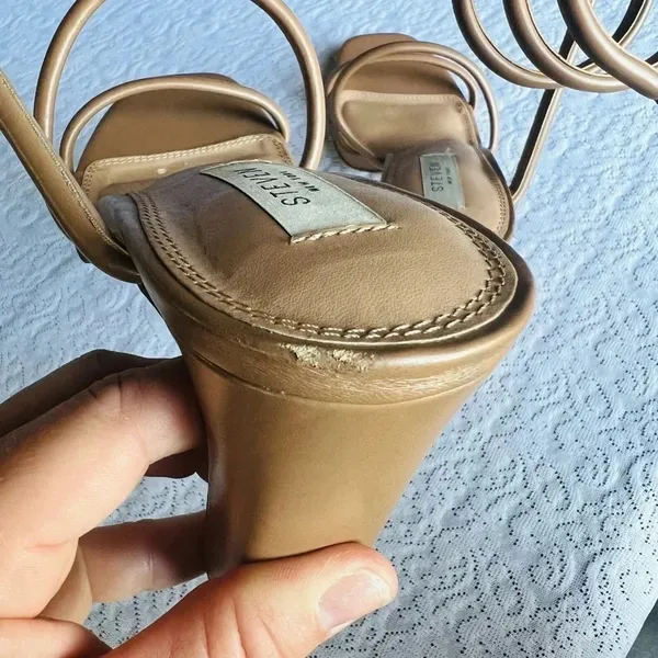 STEVEN By Steve Madden New York Jaidin Ankle Wrap Heel in Nude Strappy Sandal Size 11 - Image 7
