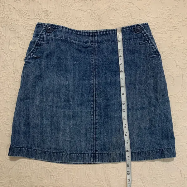 Boden A-Line 100% Cotton Medium Wash Denim Jean A-Line Casual Skirt - Image 7