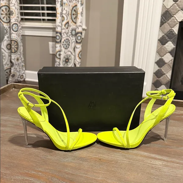 New AAJ‎ by Adminah Neon Green Strappy Stiletto Sandals – Size 7 - Image 2