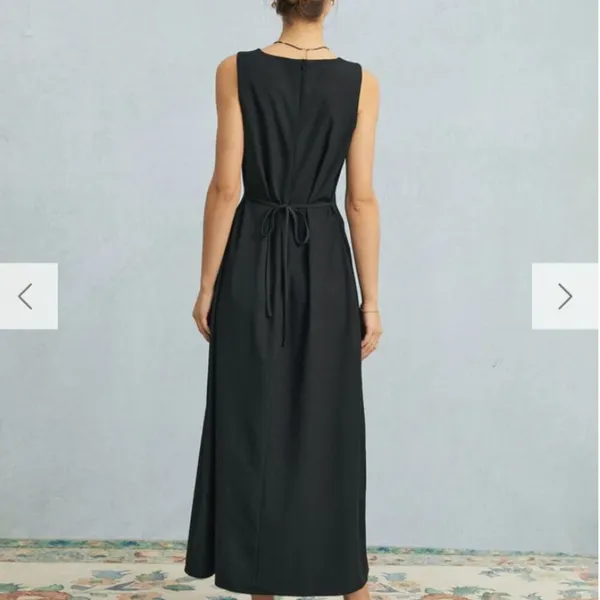 RIHOAS The Black U Neck Tie Back Sleeveless Maxi Dress 3 - Image 4