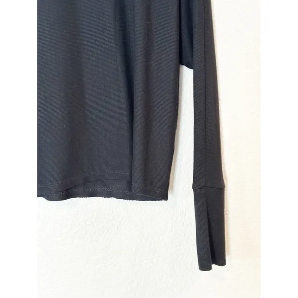 Joah Brown Black Ribbed Long Sleeve Slouchy‎ Top One Size OS - Image 5