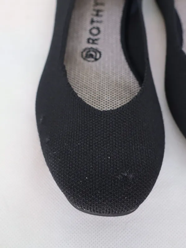 Rothy’s The Flat Women’s 8 Black Knit Ballet Flats Electric Blue Trim Washable - Image 6