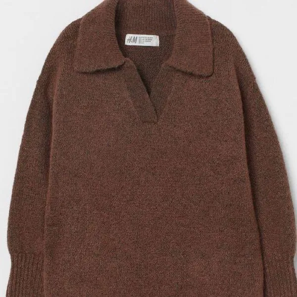 NWT H&M Knit Sweater Dress Wool Blend In Dark Brown - Image 3