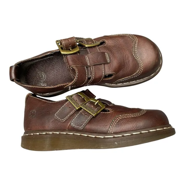 Vintage Brown Dr. Martens CATY 8065 style Mary Jane Buckle Strap Fisherman US 8 - Image 3