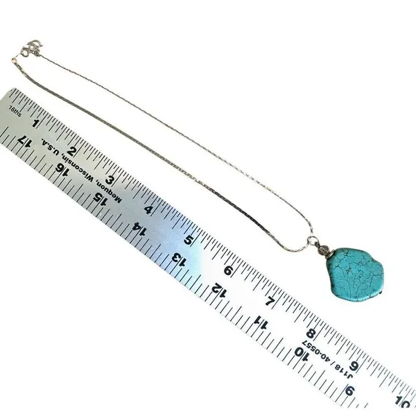 Danecraft Sterling Silver Chain with Turquoise-Look Pendant and Crystal Accent - Image 10