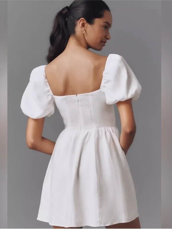 Reformation Malvina Linen Dress in White 8 - Image 7
