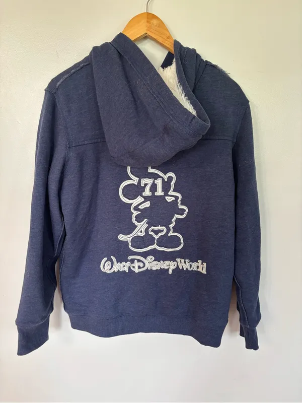 Disney Women’s Zip-Up Hoodie in Navy with White Mickey Outline - Image 4