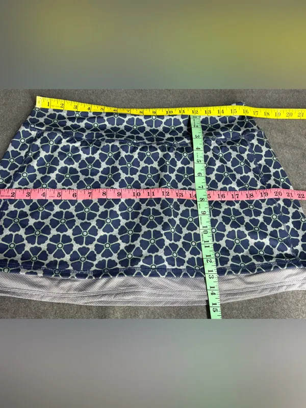 Dip Athletic Skort Navy Blue Geometric-Print with Gray Trim Size XL - Image 3