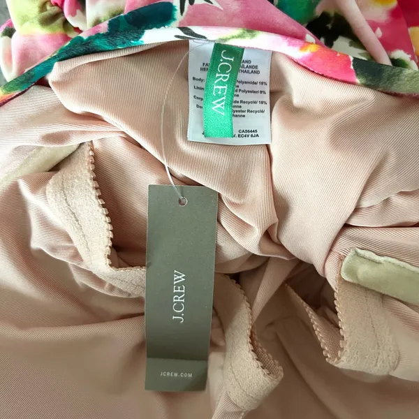 NEW J.Crew One-Piece Ruched Swimsuit Floral Pink Tie Shoulder Size 6 - Image 5