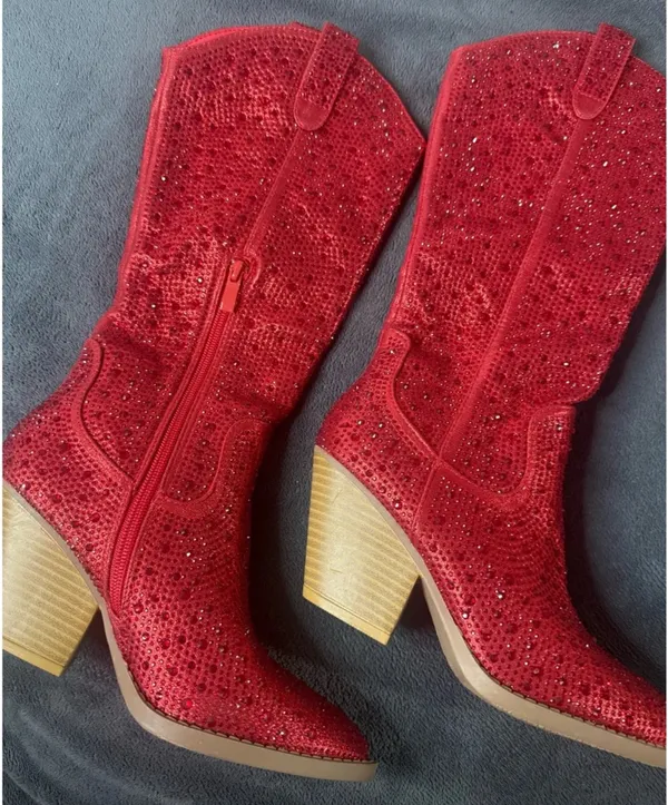 Red Rhinestone Cowboy Amazon Boots - Image 5