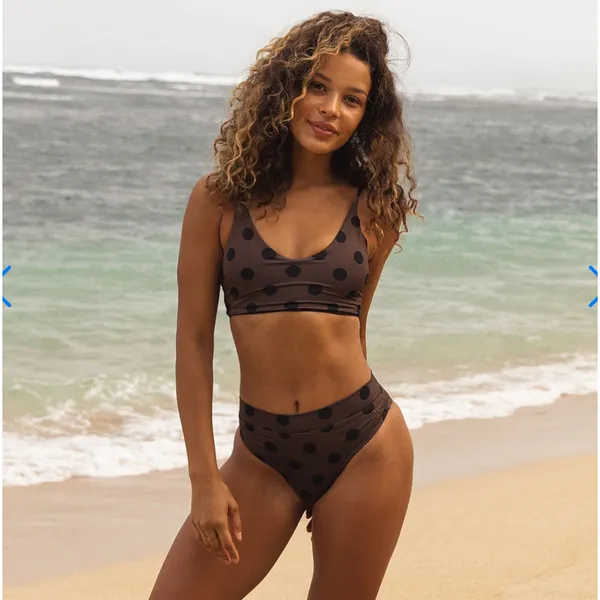 NWT Albion Black Cocoa Dot Almost Cheeky Bikini Bottoms Size Medium - Image 8