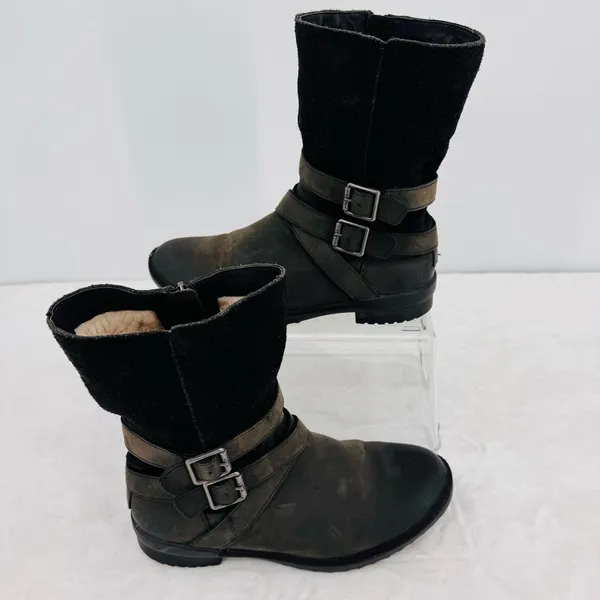 Ugg Lorna Black Boots Waterproof Genuine Leather Wool Lined 8.5” Shaft Size 8.5 - Image 2