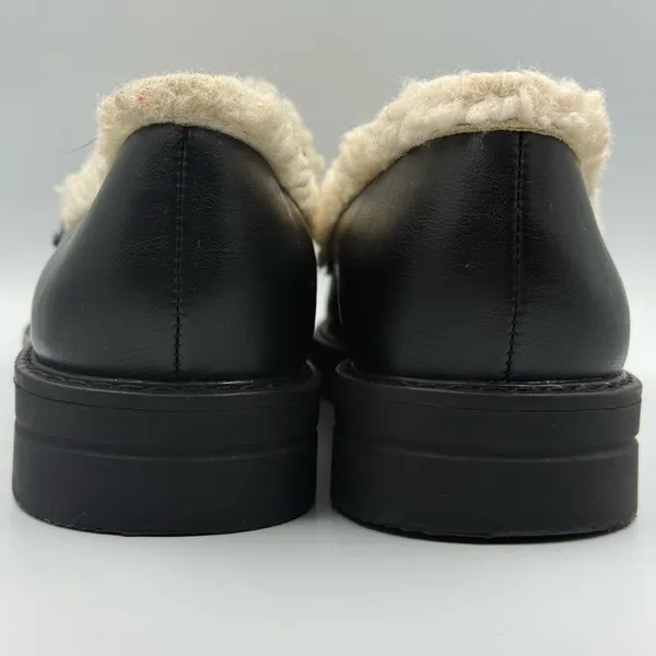 JustFab JF Leli Sherpa Lug Sole Loafers Black and Cream Chunky Platform Size 8 - Image 3