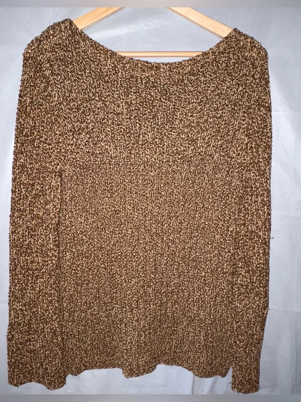 Lauren Ralph Lauren Sweater Medium Brown Cotton Knit Sweater Pullover Preppy - Image 2