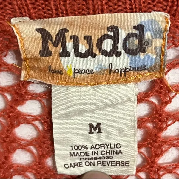 Women's MUDD Long‎ Sleeve Long Cardigan Duster Y2K 90s Size Medium Dark Orange - Image 3