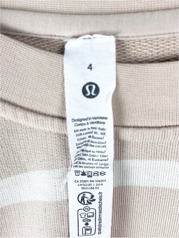LULULEMON Perfectly Oversized Boundless Striped Cropped Top Size 4 Athleisure - Image 3