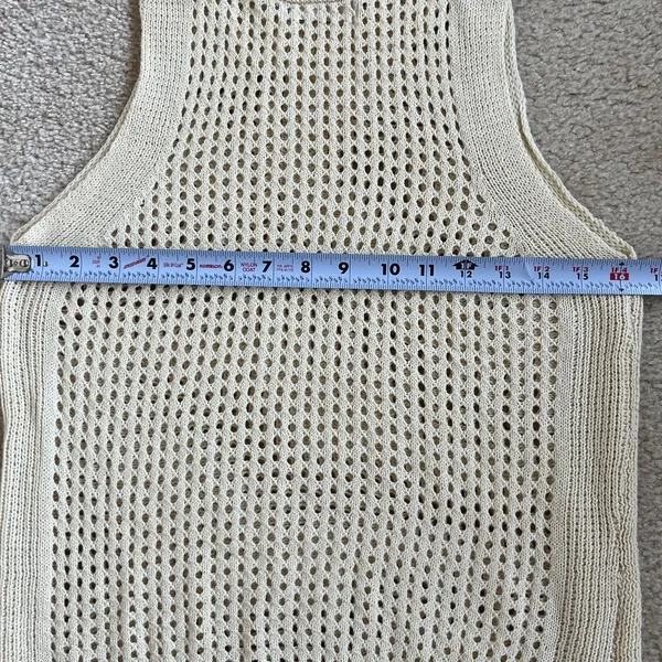 Sleeveless Knit Mock Neck Sweater Top in Cream Beige Women's Medium - Image 5