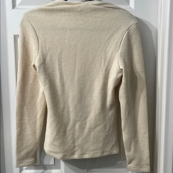 Anthropologie Cream Ribbed Square Neck Sweater NWT – Size M - Image 3