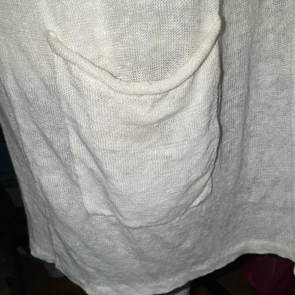 Ivory 100% linen open front lightweight longline semi sheer duster cardigan - Image 5