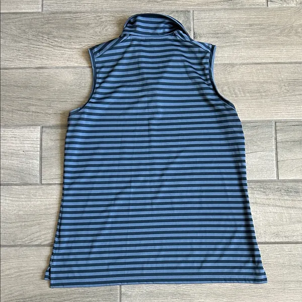 Nike Women’s Navy and Light Blue Striped Sleeveless Polo Tank - Image 6