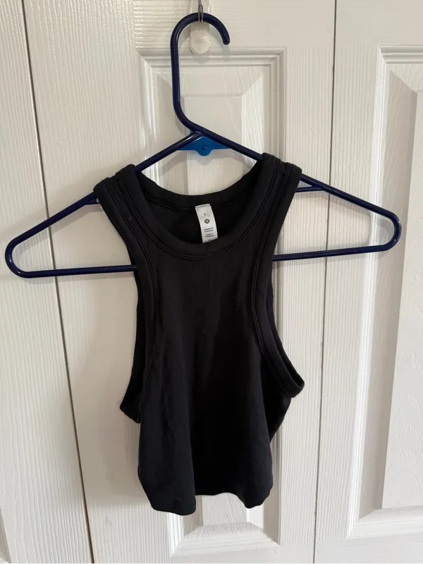 Lululemon Hold Tight Cropped Tank Top Ribbed Black Size 2 - Image 4