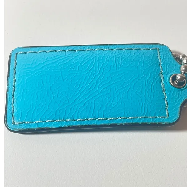 Coach Bag Hangtag Turquoise Blue Leather Replacement Charm Accessory - Image 3