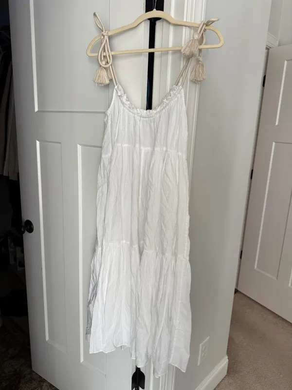J. Crew Tiered rope-tie sundress 100% Cotton Beach Dress white‎ oversized - Image 7
