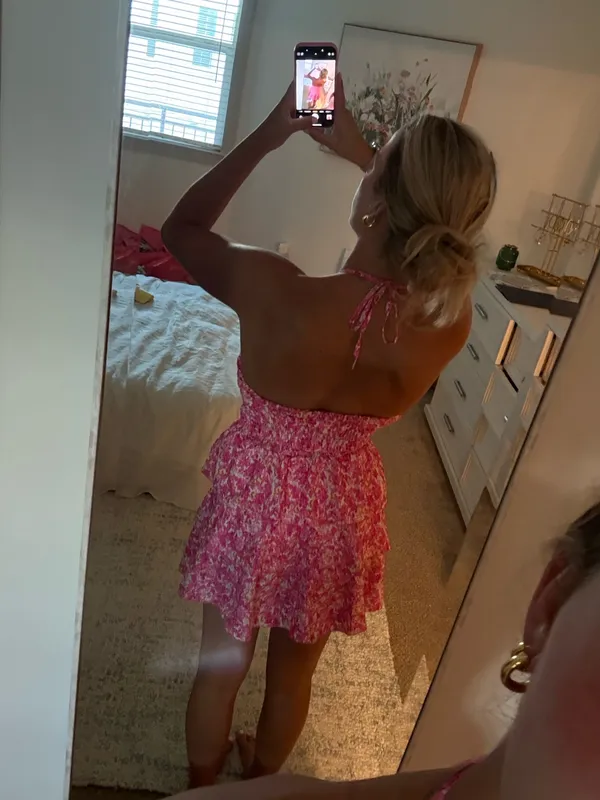 Mini Pink Floral Dress - Image 3