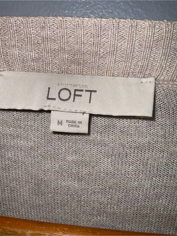 LOFT Cream Open-Front Draped Front Cropped Back Cardigan Medium - Image 7