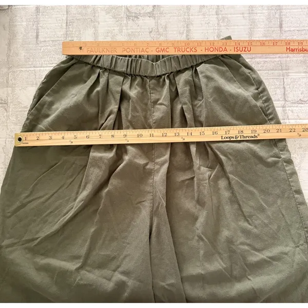 Studio CLIP Japanese Olive Green Rayon Hemp Blend Wide Leg Elastic Pants Sz L - Image 7