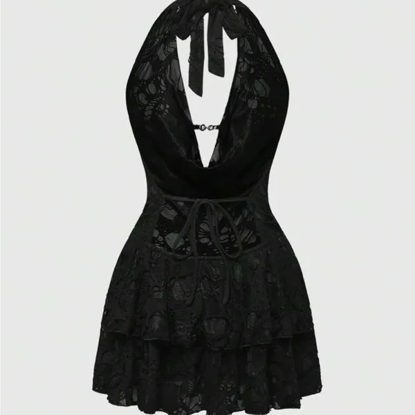Romwe Black short mini dress - Image 2